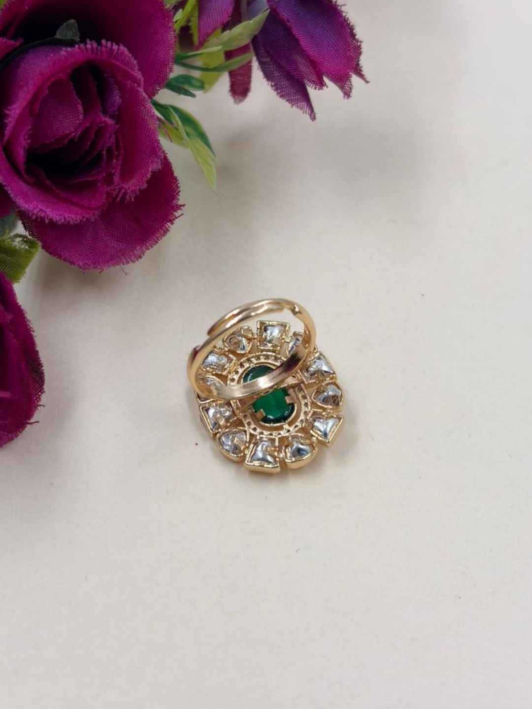 Statement Polki Kundan Ring for Women | Traditional Gold Plated Ethnic Ring | Wedding And Festive Wear
