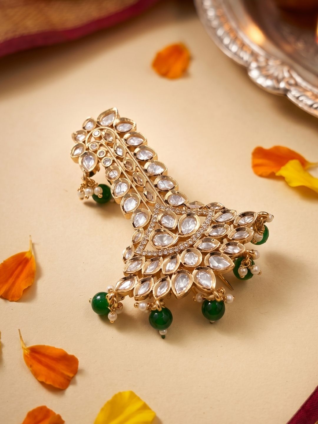 Traditional Polki Kundan Safa Kalangi For Groom | Turban Brooch For Men