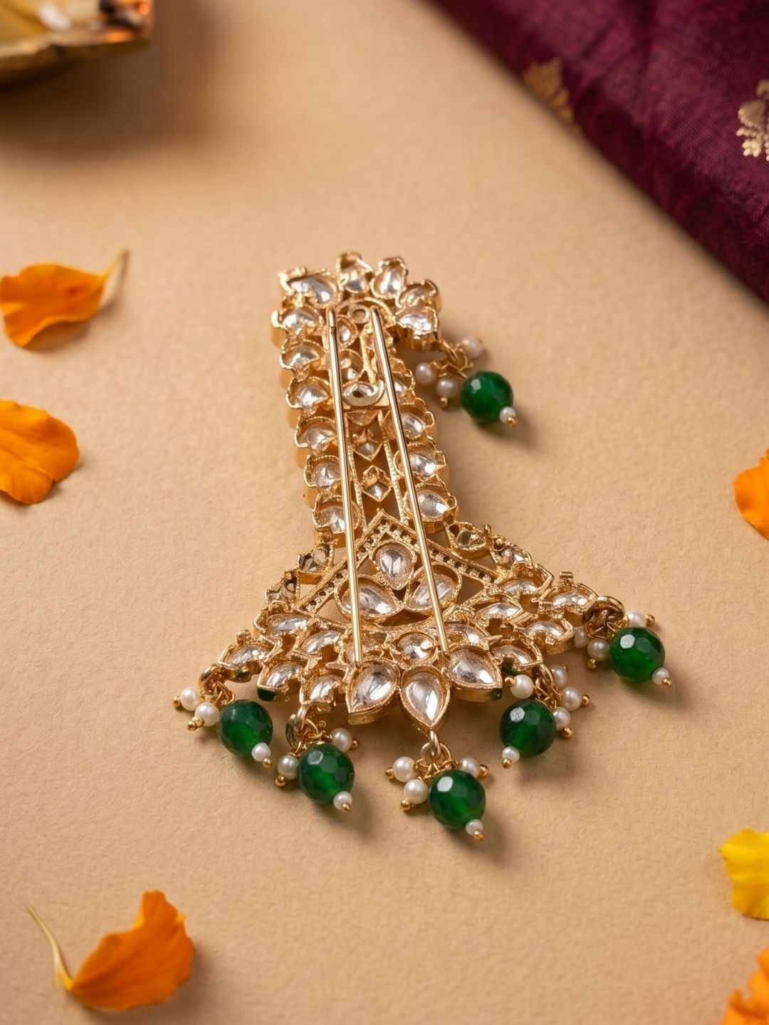 Traditional Polki Kundan Safa Kalangi For Groom | Turban Brooch For Men