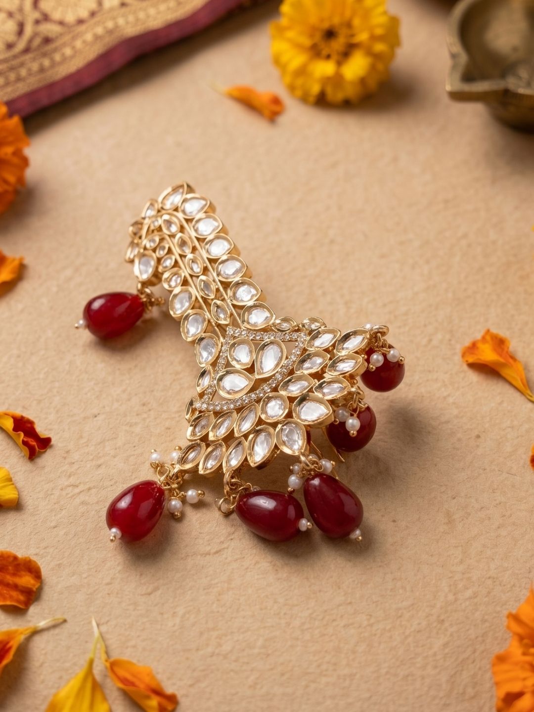 Traditional Polki Kundan Safa Kalangi For Groom | Turban Brooch For Men