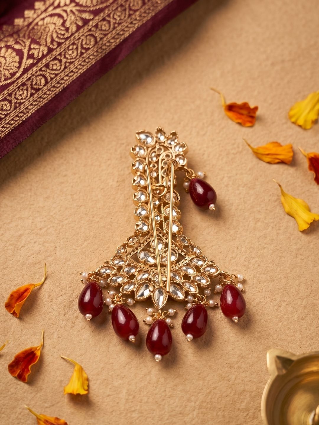 Traditional Polki Kundan Safa Kalangi For Groom | Turban Brooch For Men