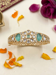 Elegant Mint Green Kundan Polki Bracelet For Women - Festive & Wedding Wear Bracelet