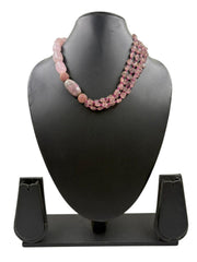 Elegant Natural Amethyst & Rose Quartz Beaded Necklace For Women - Purple Beads Necklace