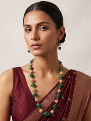Ehnic Long Watermelon Shaped Green Beads Necklace For Women