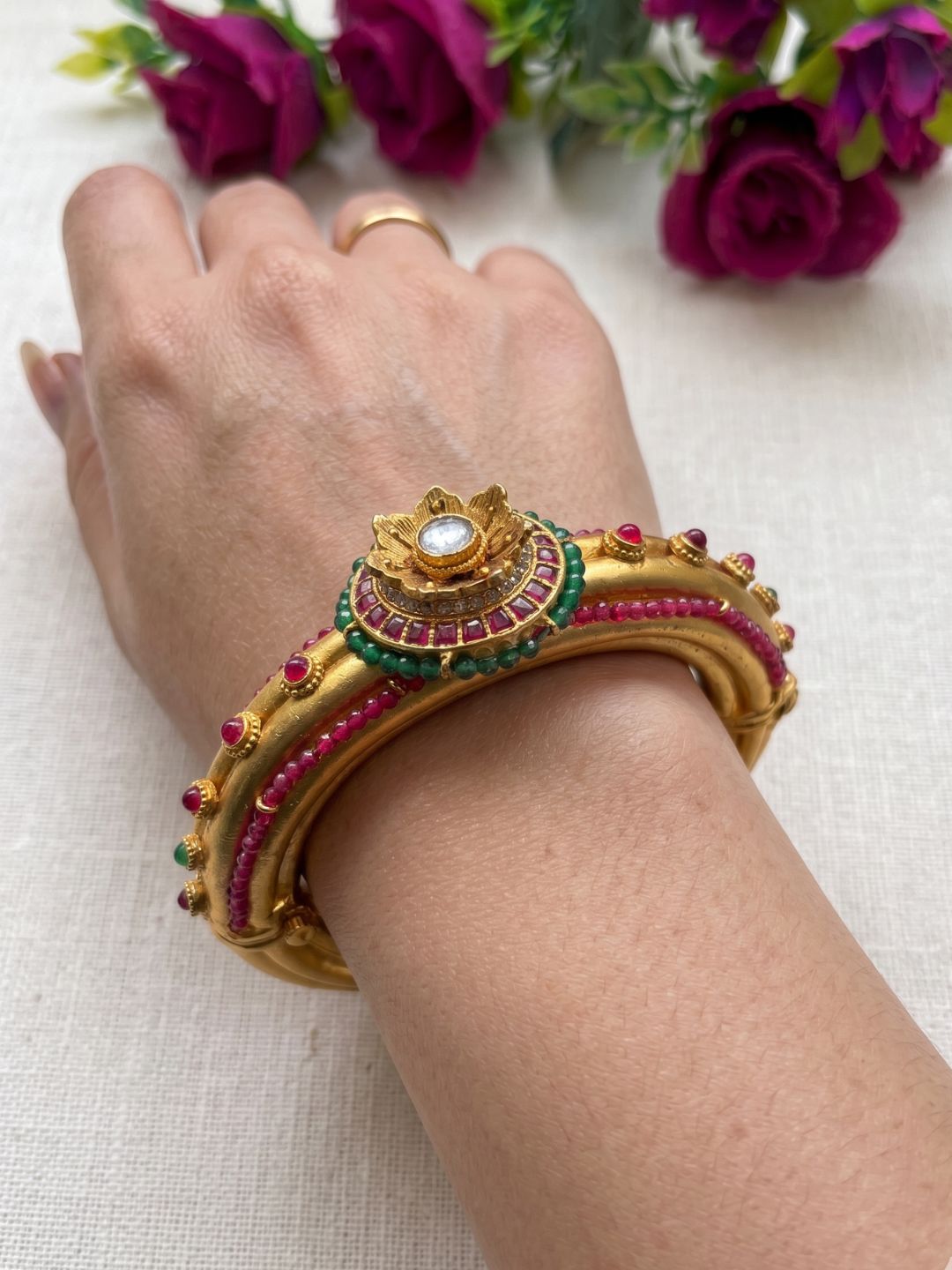 Gold Plated Golden Kada Bracelet For Women | Ethnic And Traditional Wear