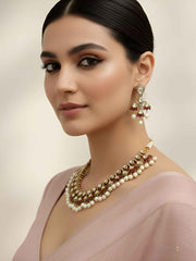 Designer Victorian Finish Kundan Polki Jewellery Set - Wedding & Party Wear Jewellery