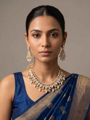 Designer Peacock Design Polki Necklace Set For Weddings And Parties