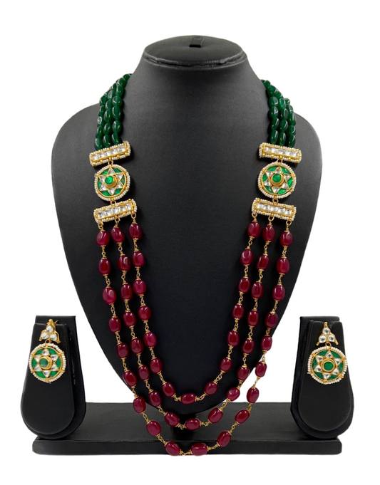 Designer Multi Color Layered Beads And Kundan Necklace Set By Gehna Shop for weddings and parties