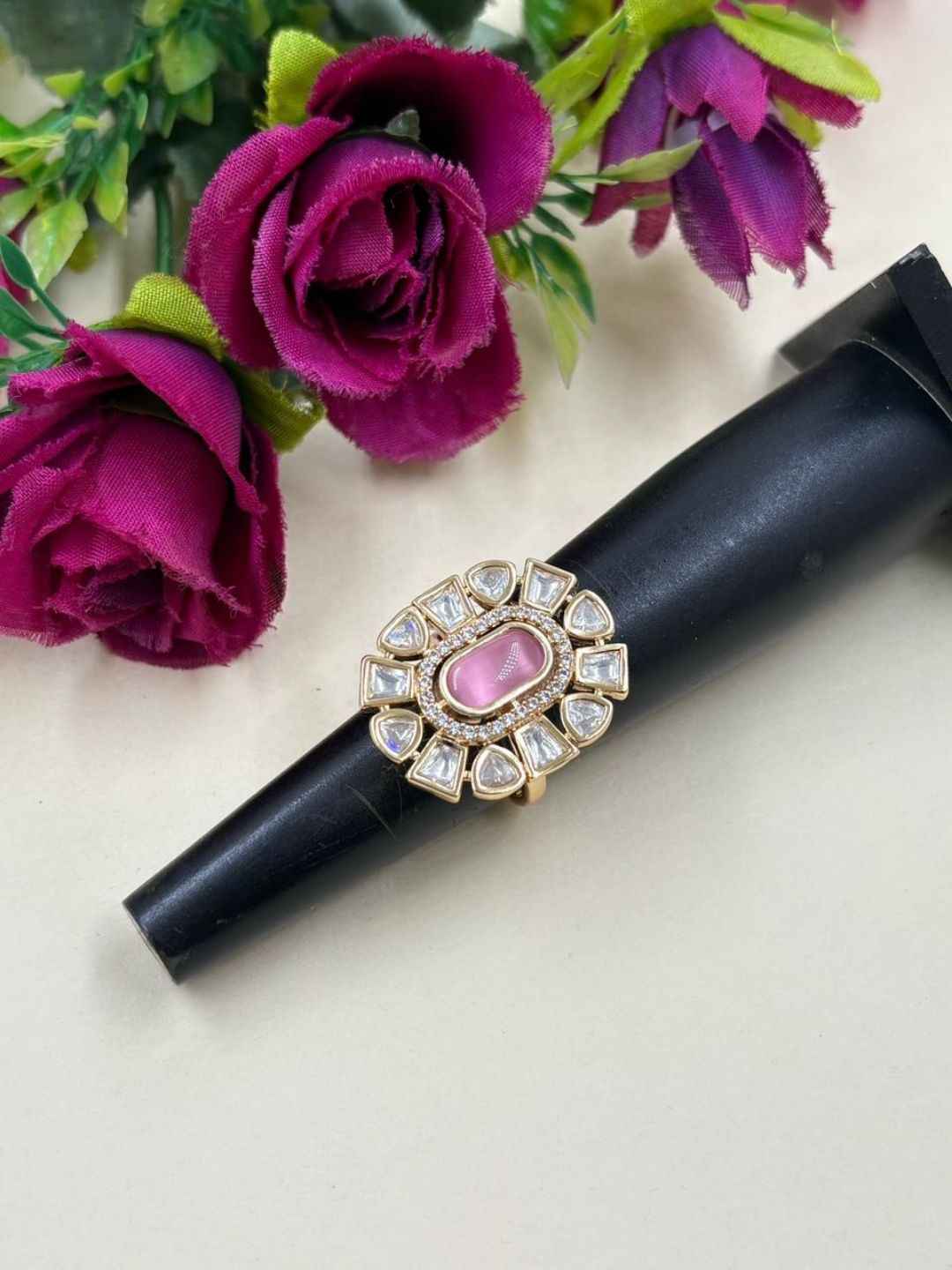 Statement Polki Kundan Ring for Women | Traditional Gold Plated Ethnic Ring | Wedding And Festive Wear