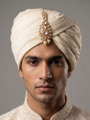 Gold Plated Floral Design Kundan Polki Safa Kalangi For Grooms | Turban Brooch for dulha 
