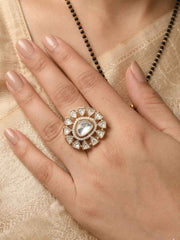 Elegant Adjustable Uncut Polki Kundan Ring For Women | Ethnic And Traditional Ring