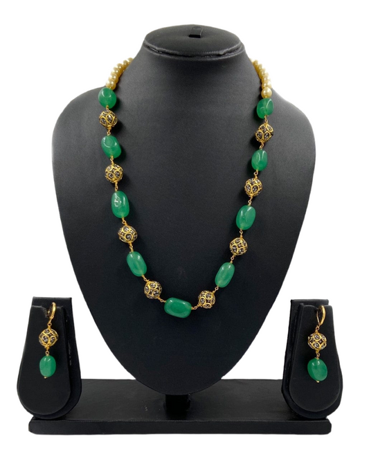 Traditional Handmade Semi Precious Green Jade Beaded Necklace For Woman Beads Jewellery