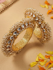 Traditional Gold Plated Jadau Pacheli Bangles For Women - Wedding & Festive Wear Kundan Bangles