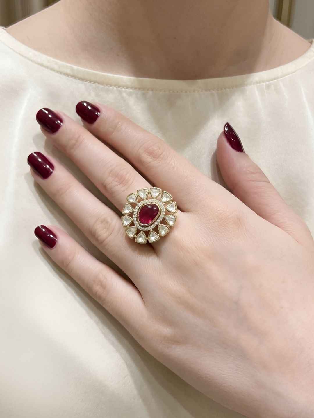 Elegant Adjustable Uncut Polki Kundan Ring For Women | Ethnic And Traditional Ring