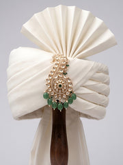 Traditional Rajputi Look Kundan Polki Kalangi For Safa | green beaded Kalgi For Turban
