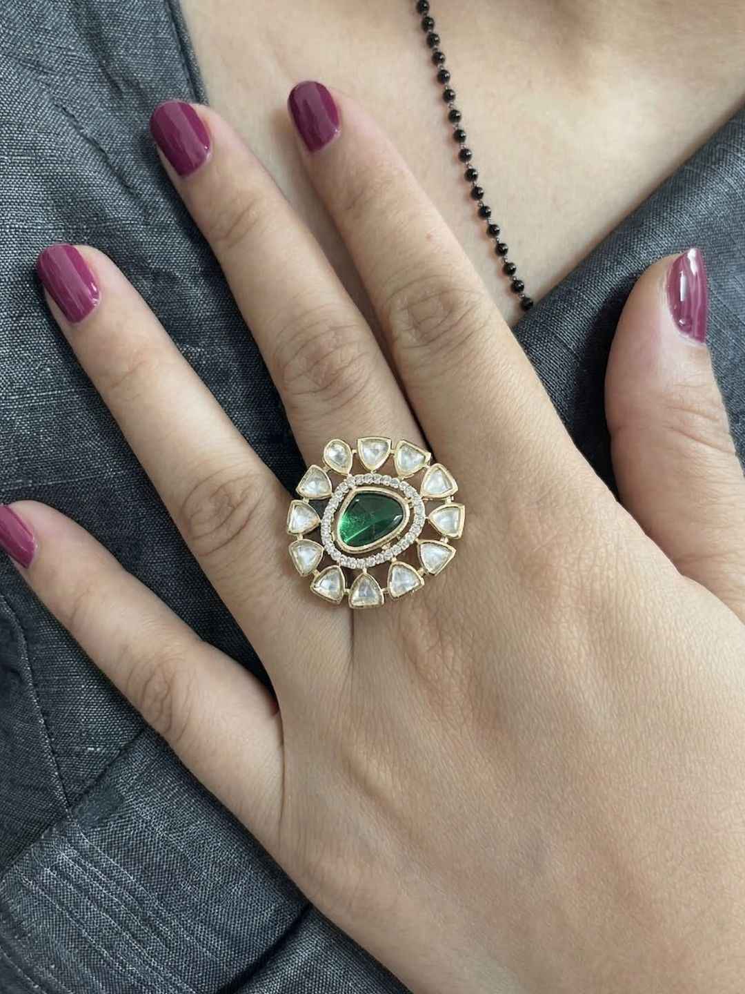 Elegant Adjustable Uncut Polki Kundan Ring For Women | Ethnic And Traditional Ring
