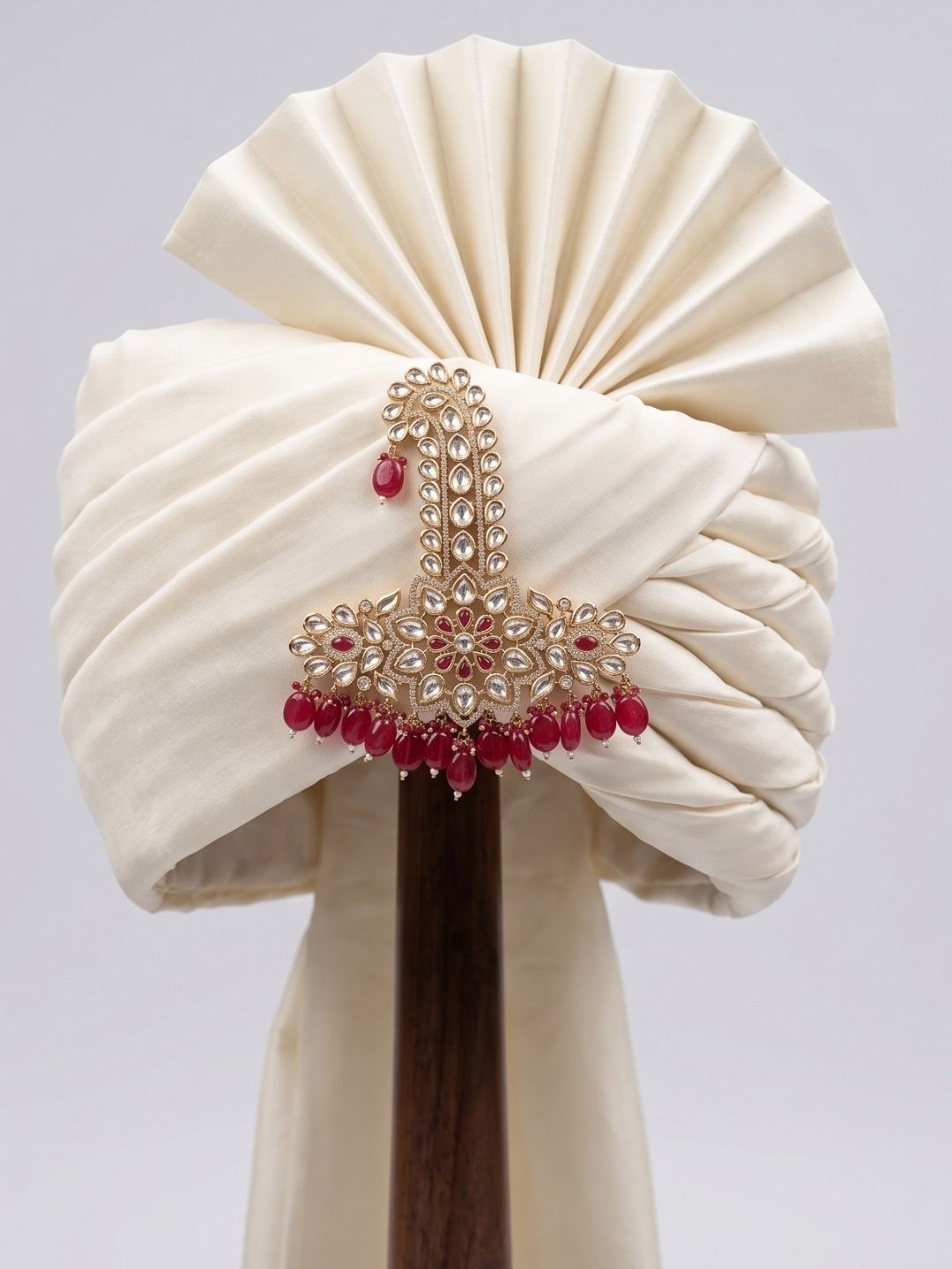 Royal Look Maharaja Polki Kalangi For Grooms | red Safa Kalgi For Men | Turban Brooch