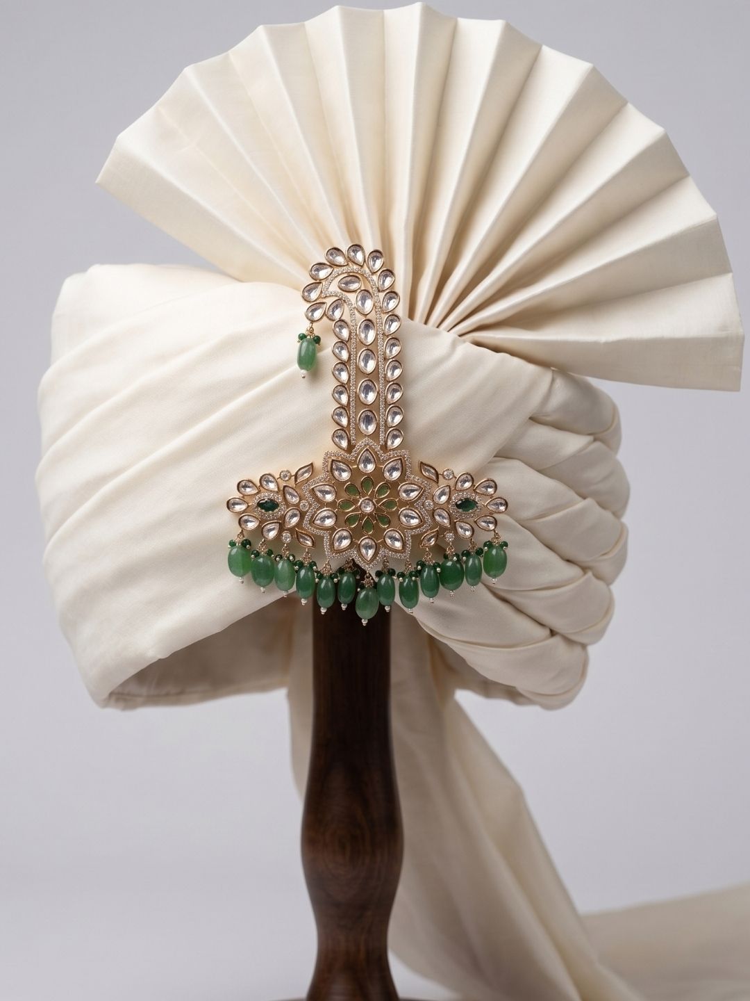 Royal Look Maharaja Polki Kalangi For Grooms | green Safa Kalgi For Men | Turban Brooch