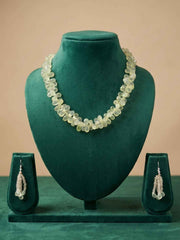 Semi Precious Gemstone Prehnite Drops Beaded Necklace Set For Women