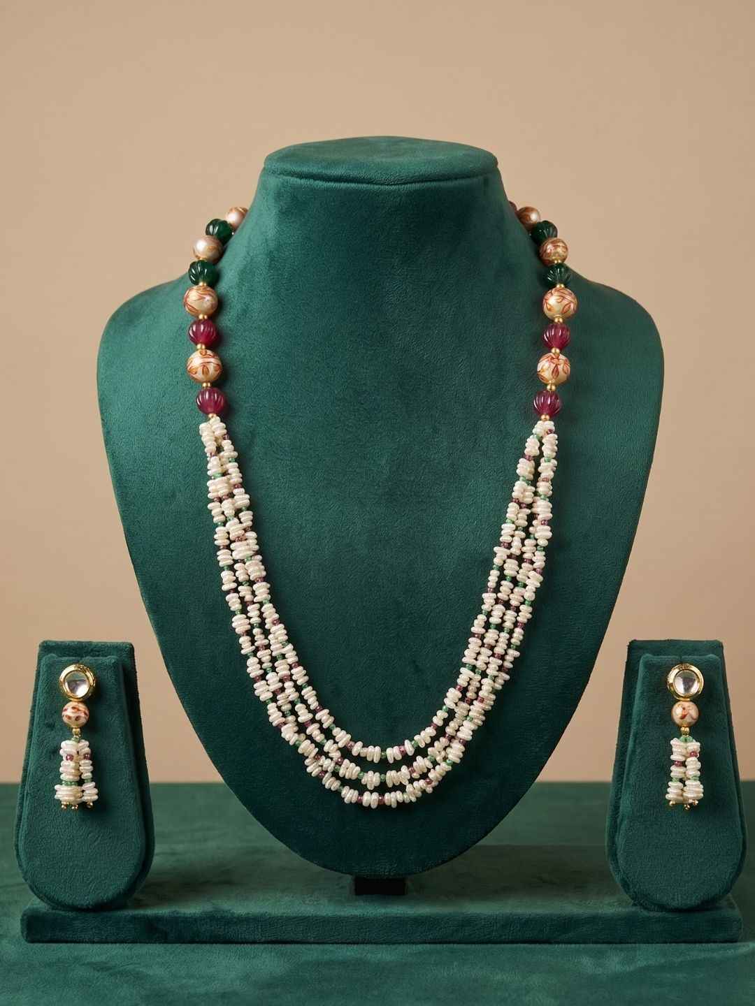 Handmade Freshwater Pearls Multicolor Beaded Jewellery Set | Gemstone Jewellery