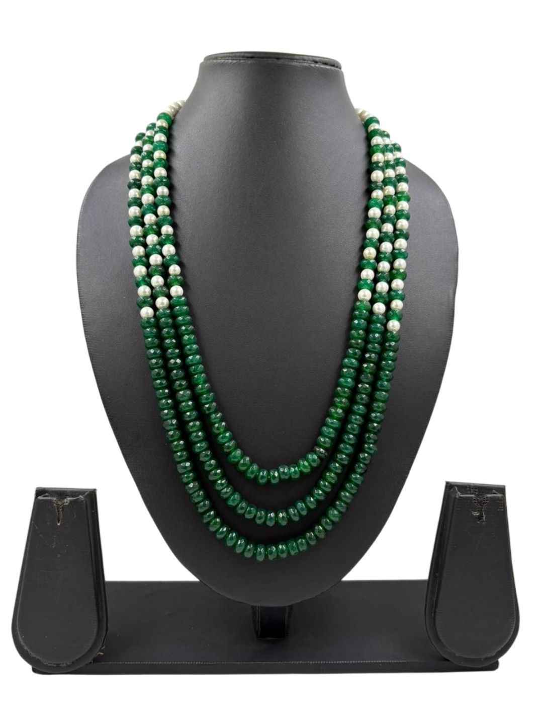 Layered Green Jade And Pearls Sherwani Mala For Men | Dulha Sherwani Necklace