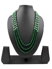 Layered Green Jade And Pearls Sherwani Mala For Men | Dulha Sherwani Necklace