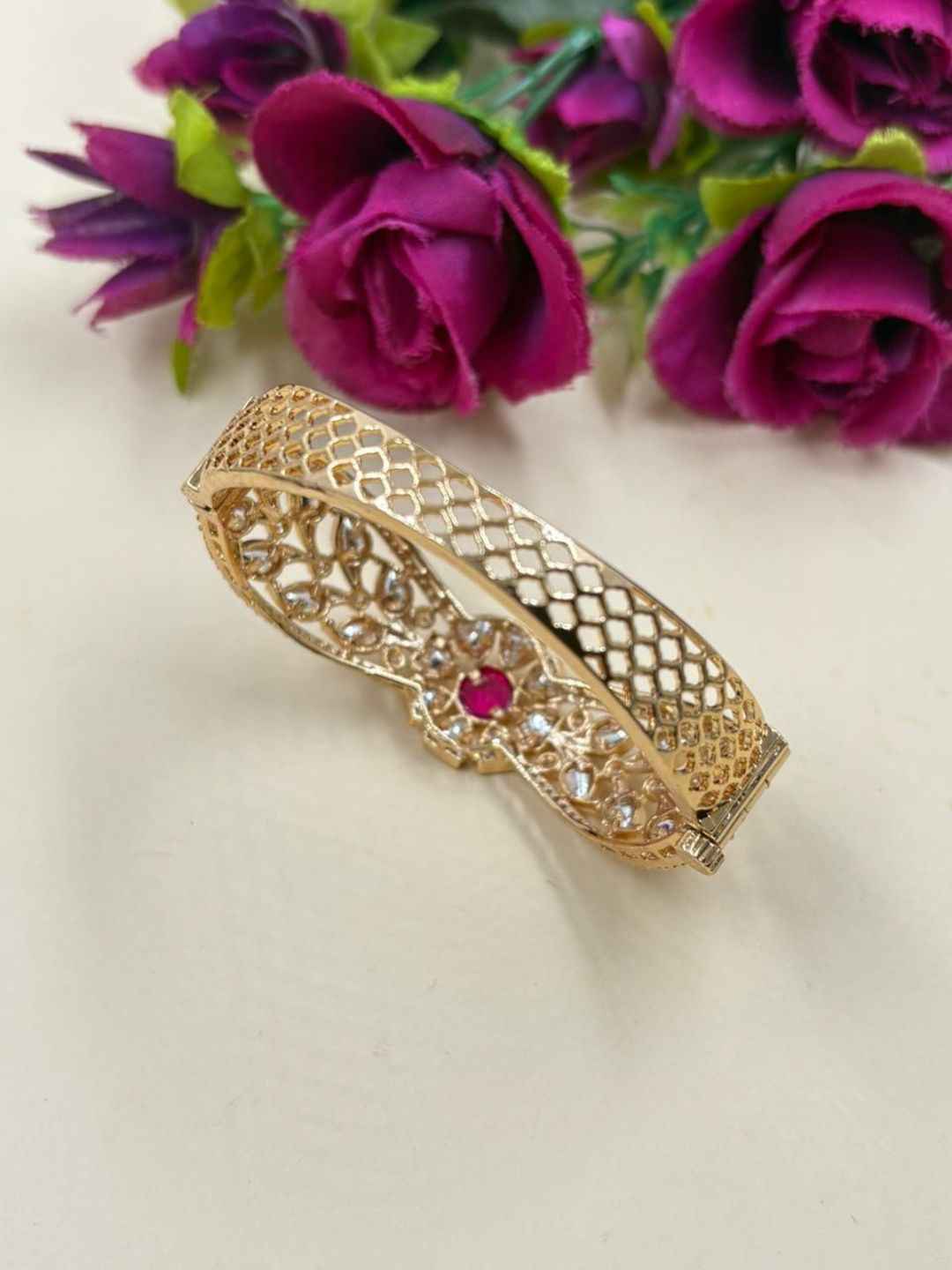 Elegant Next To Real Party Wear Kundan Kada Bracelet For Women