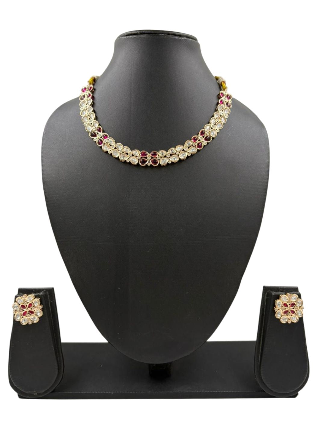 Gold Plated Elegant Polki Kundan Necklace Set | Festive And Wedding Wear Jewellery Set
