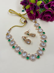 Elegant Modern Look Single Line Polki Necklace Set For Indian & Western Wear