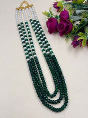 Layered Green Jade And Pearls Sherwani Mala For Men | Dulha Sherwani Necklace