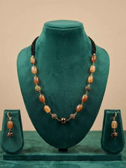 Traditional Brown Color Chalcidony Beaded Necklace Set For Women | Gemstone Beaded Necklace