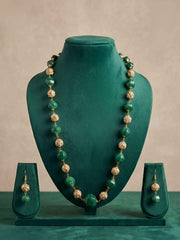 Ehnic Long Watermelon Shaped Green Beads Necklace For Women