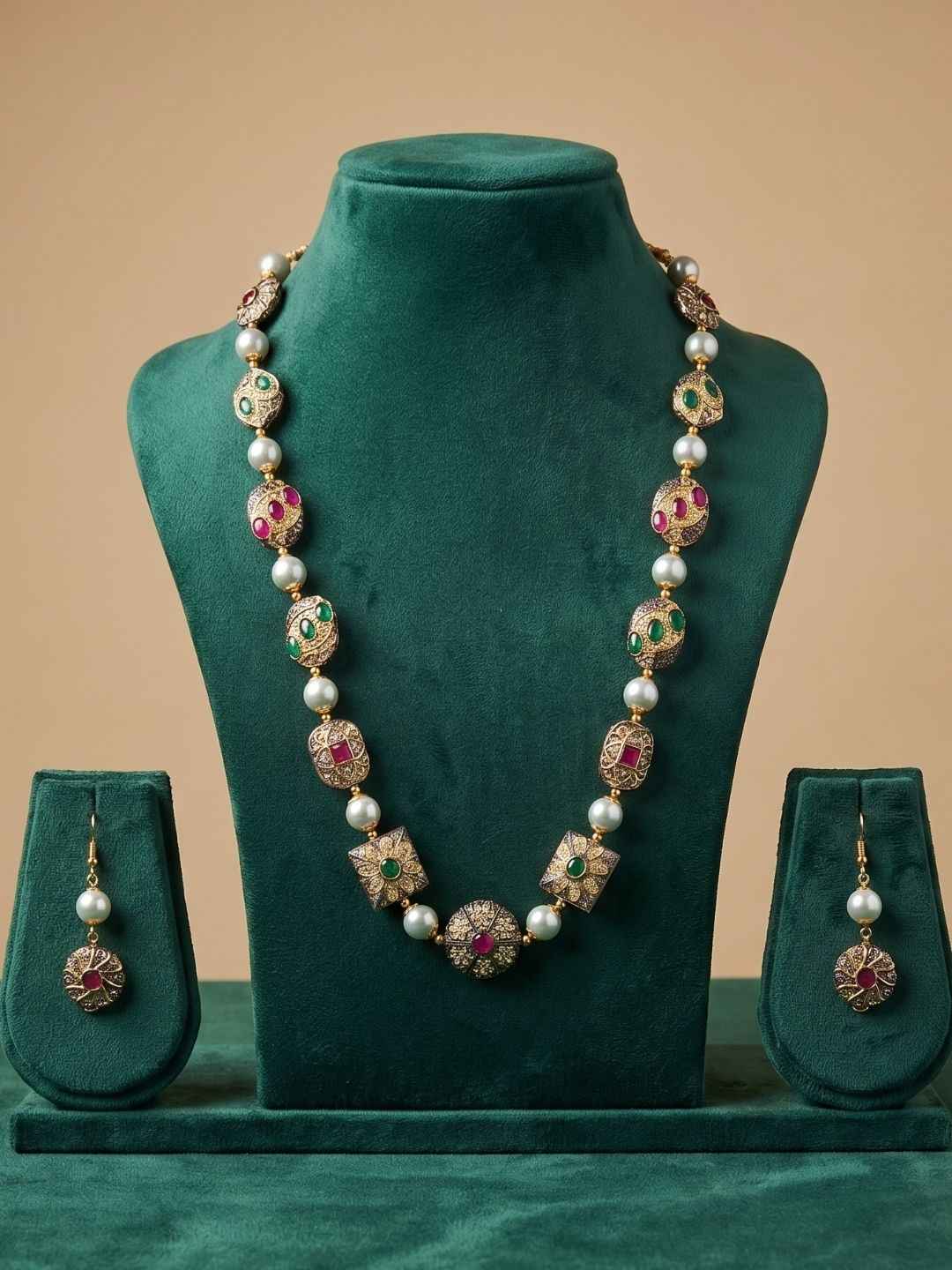 Traditional Handcrafted Jaipuri Jadau Multicolor Beaded Necklace Set For Women