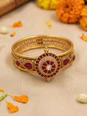 Ethnic Gold Plated Jadau Antique Gold Openable Kada Bracelet | Wedding And Festive Wear Bracelet