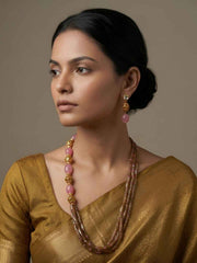 Handcrafted Side Pattern Jade Gemstone Beaded Jewellery Necklace Set - Ethnic And Traditional Wear