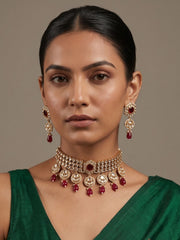Modern Look Polki Kundan Choker Necklace Set For Engagements And Weddings