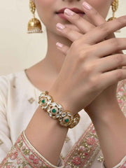 Elegant Next To Real Party & Wedding Wear Openable Kundan Polki Bracelet For Women
