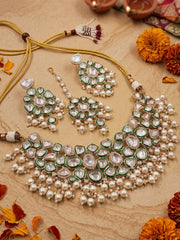Mannat Designer Uncut Kundan Polki Bridal Jewellery Necklace Set