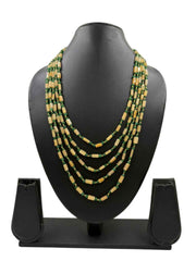 Handcrafted Layered Yellow Jade Beads Necklace For Women - Festive Beads Jewellery