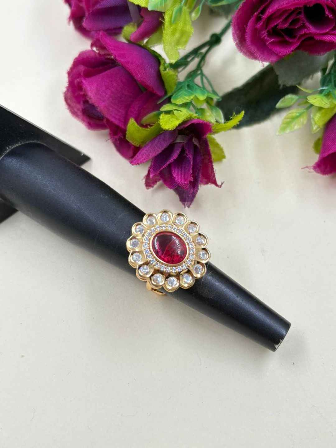 Traditional Adjustable Pary & Wedding Wear Kundan Ring For Women