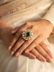Elegant Polki Kundan Statement Adjustable Ring for Women | Ethnic Kundan Rings | Weddings & Festive Wear