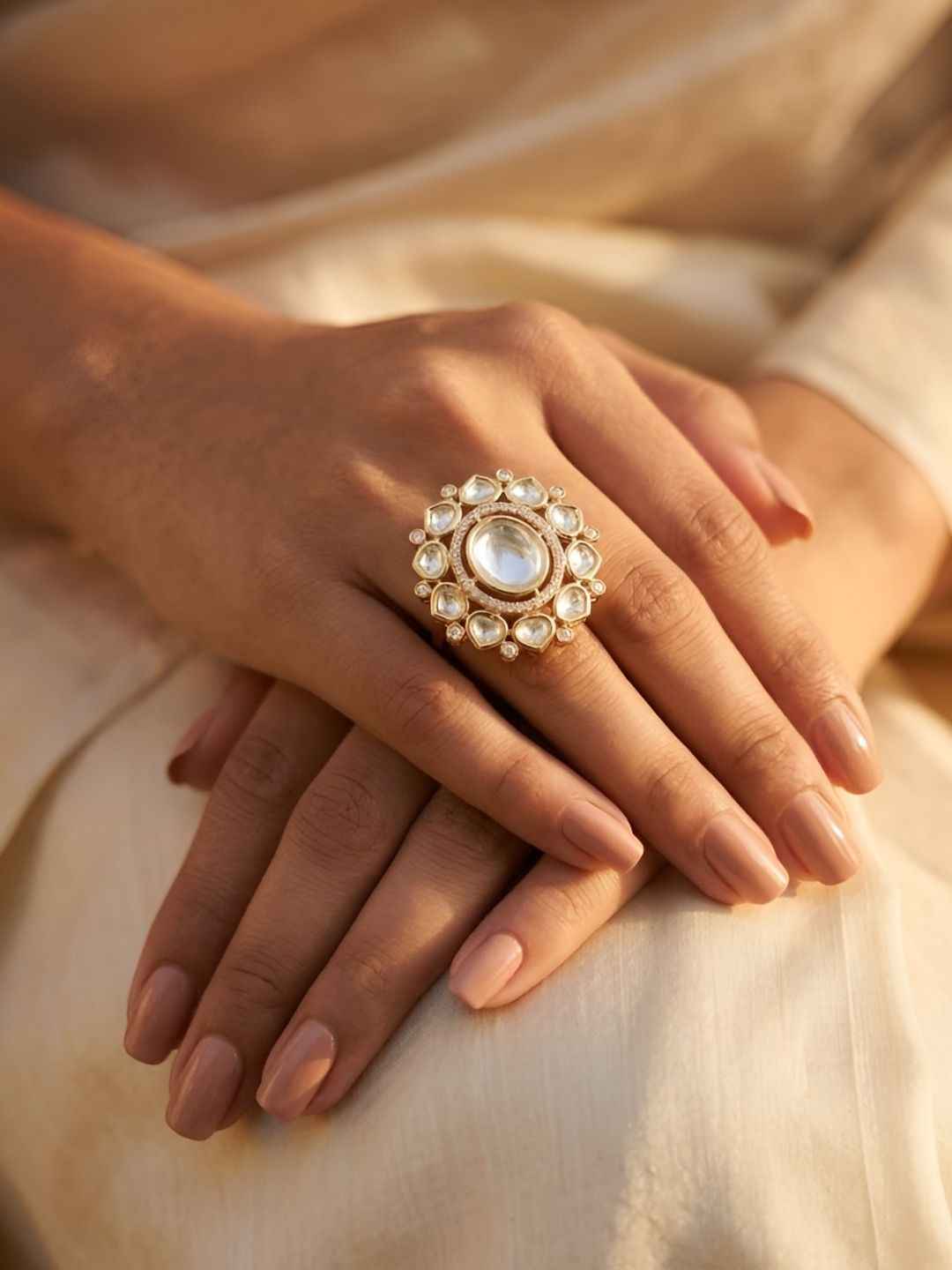 Elegant Polki Kundan Statement Adjustable Ring for Women | Ethnic Kundan Rings | Weddings & Festive Wear