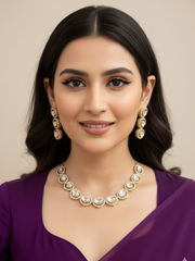 Ruchira Party Wear Heart Shape Single Line Polki Necklace Set