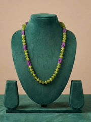 Designer Handcrafted Single Line Parrot Green Beads Necklace For Women