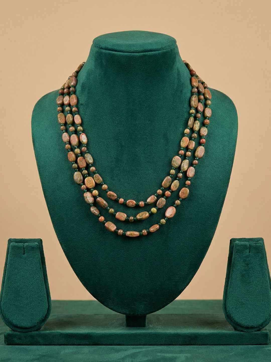 Multi Strand Semi Precious Natural Jasper Beaded Necklace - Earthy Colour Gemstone Jewellery
