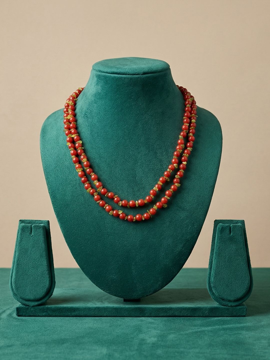 Elegant two Layered Natural Carnelian Beads Necklace For Women - Orange Beads Necklace