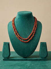 Elegant two Layered Natural Carnelian Beads Necklace For Women - Orange Beads Necklace