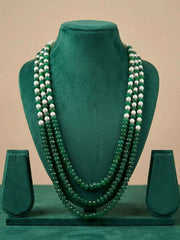 Layered Green Jade And Pearls Sherwani Mala For Men | Dulha Sherwani Necklace