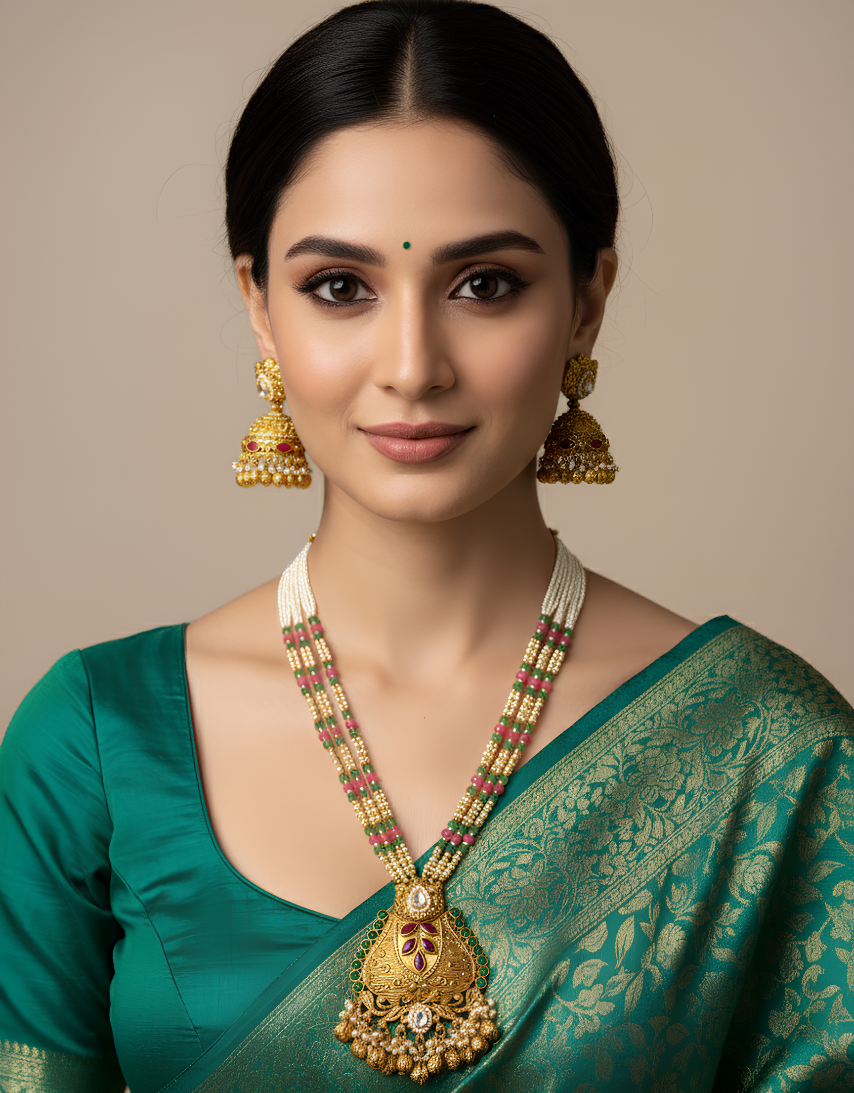 Arpita Party Wear Long Antique Gold Pendant Necklace Set