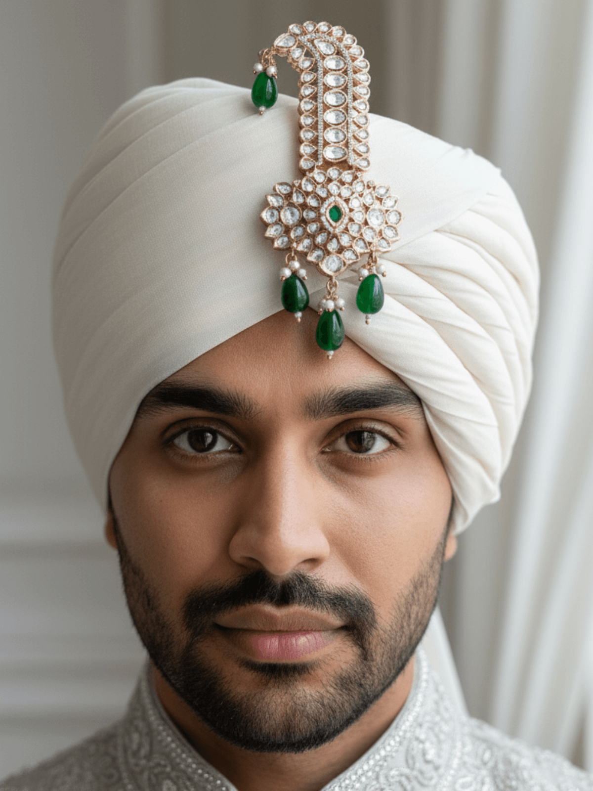 Green Royal Kalangi For Groom | Safa Kalgi for Men | Brooch